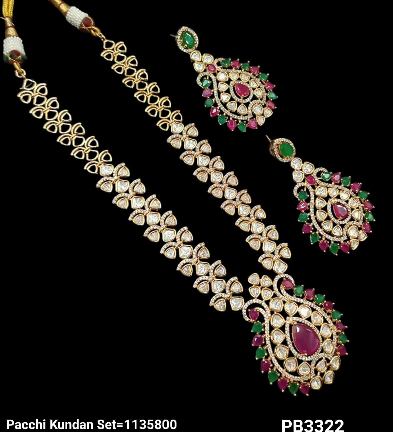Elegant Pacchi Kundan Necklace Set with Intricate Design
